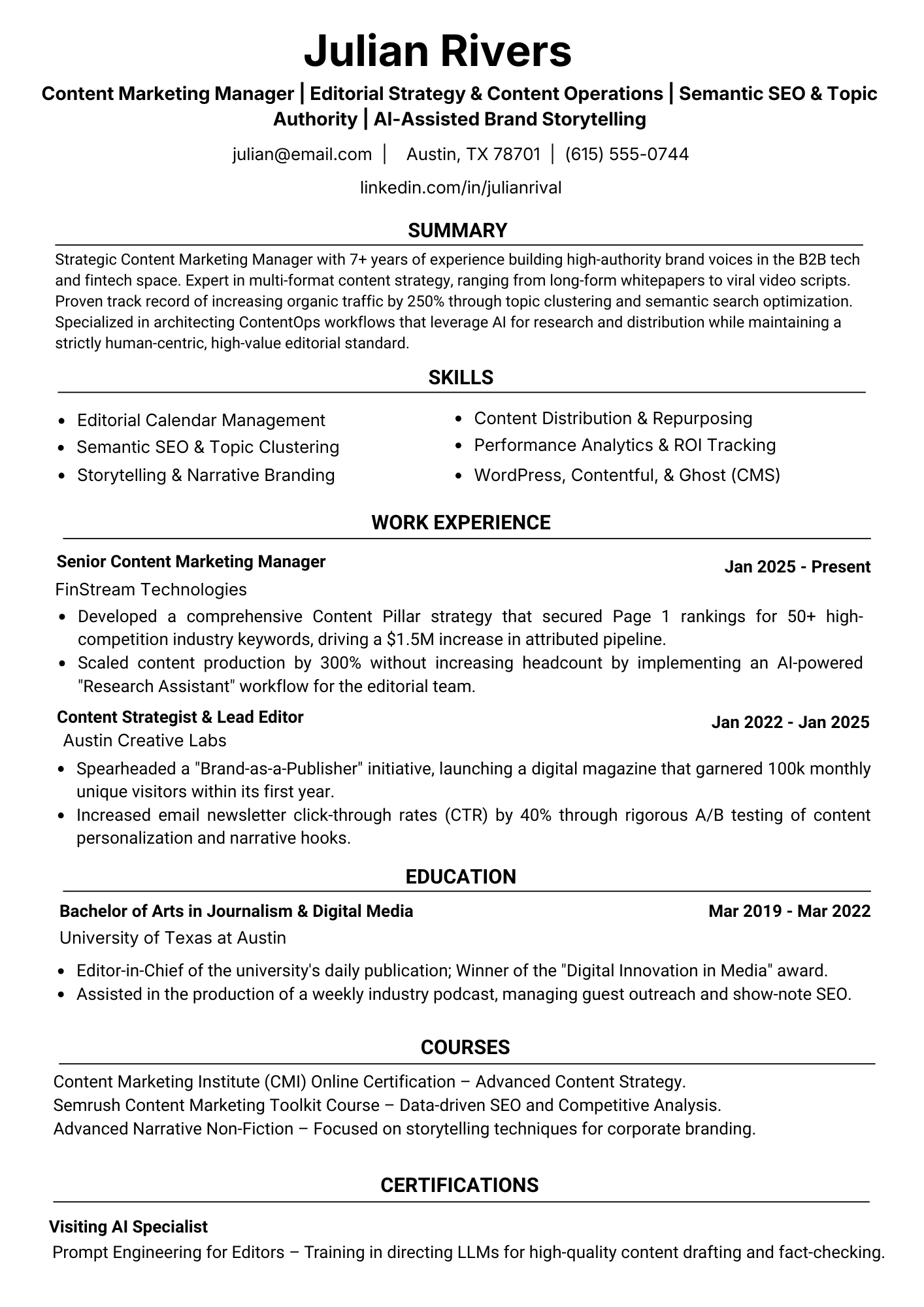 Certified nurse healthcare resume sample preview  -  ATS-friendly, single column, standard headings