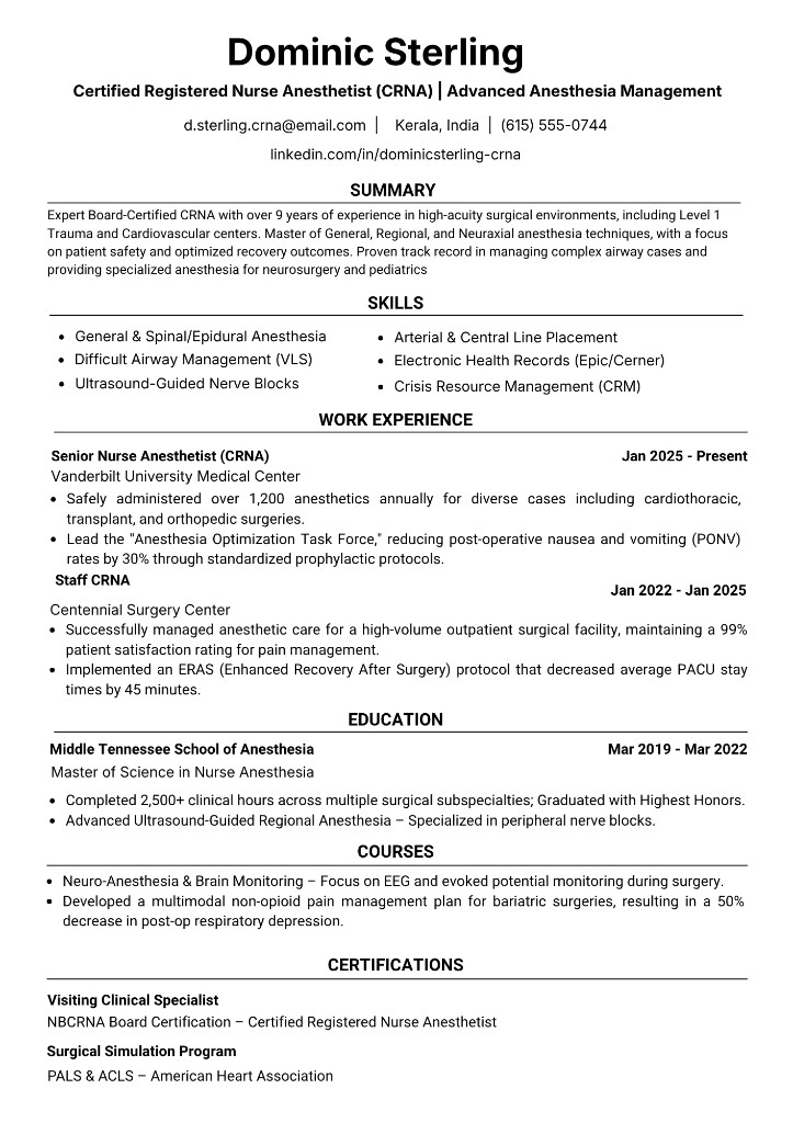 Two-column sidebar LVN certified nurse healthcare resume sample