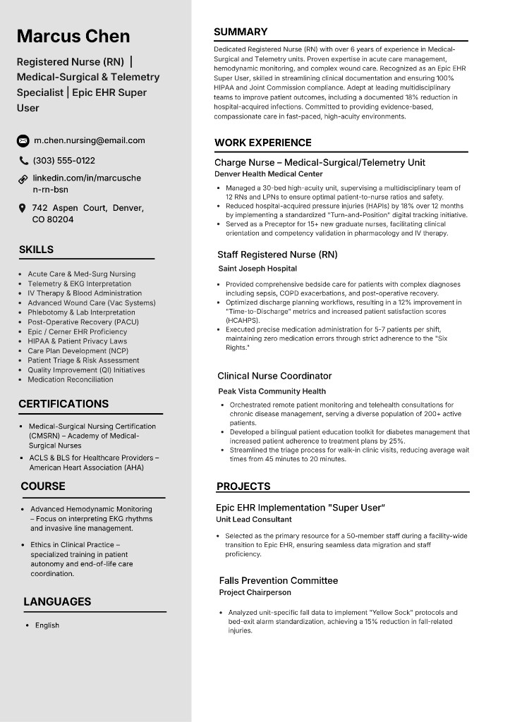 LVN registered nurse medical resume sample
