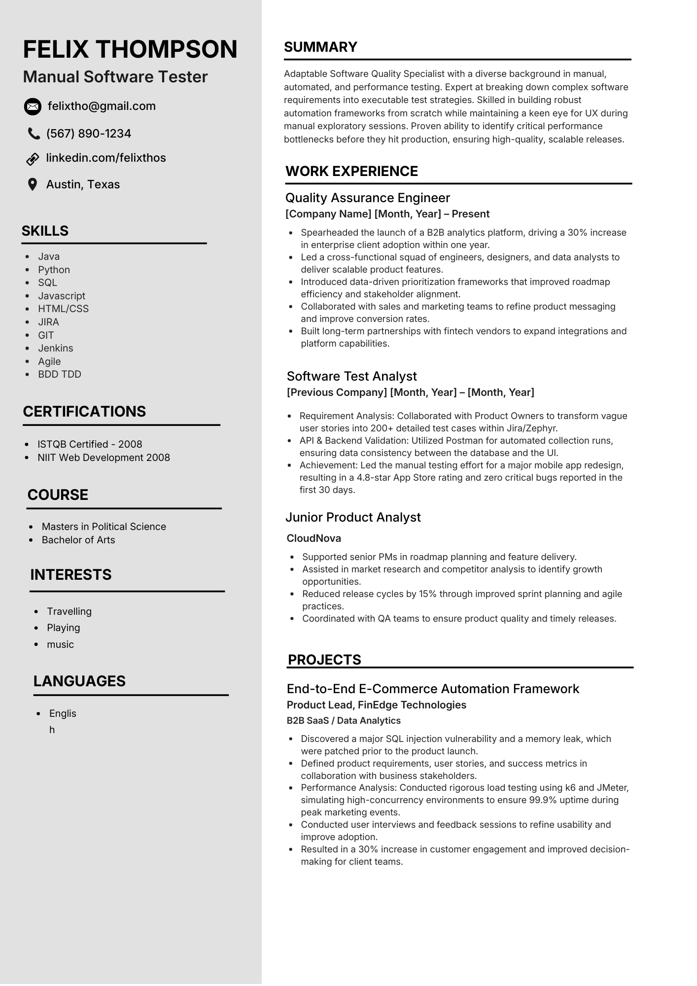 ATS-friendly resume template preview